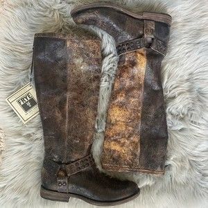 NWT FRYE Phillip Studded Tall Distressed Leather Riding Boots Size 8